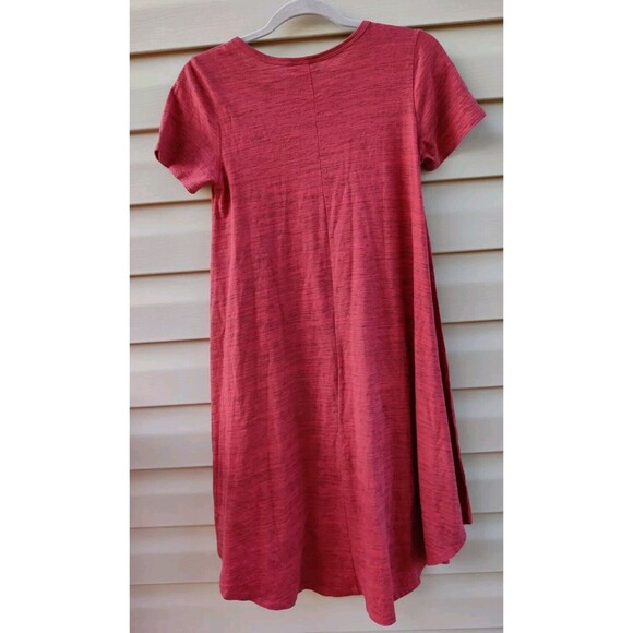 LulaRoe Carly Swing Shift T Shirt Dress XXS Hi Low Red Rasberry Gray Heathered - Picture 4 of 14